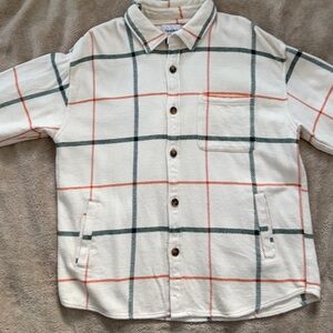 Goodfellow & Co Cream and Orange Plaid Shirt
